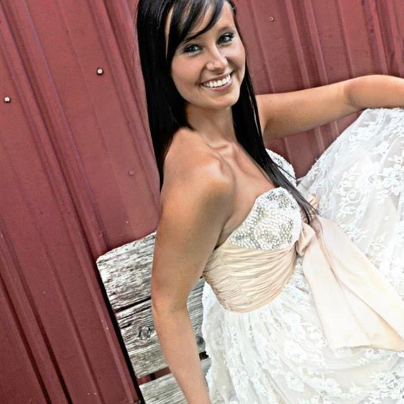 Sherri Hill 2841 white/nude beaded lace sweetheart neckline cocktail/prom dress - Picture 5 of 5